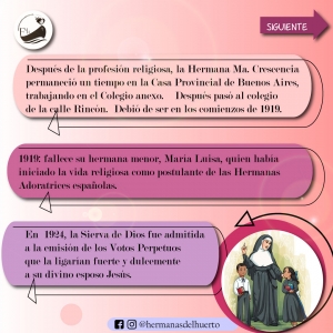 BREVE CRONOLOGÍA DE LA VIDA DE LA HERMANA MARÍA CRESCENCIA PÉREZ