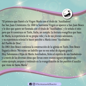 24 DE MAYO: SANTA MARÍA AUXILIO DE LOS CRISTIANOS