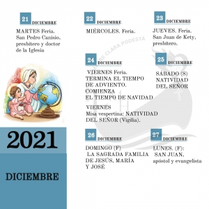 CALENDARIO LITÚRGICO DE DICIEMBRE
