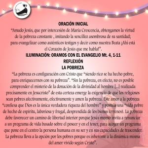 NOVENA A LA BEATA MARÍA CRESCENCIA CUARTO DÍA  SÁBADO 14 DE MAYO
