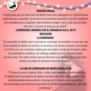 NOVENA A LA BEATA MARÍA CRESCENCIA QUINTO DÍA  DOMINGO 15 DE MAYO