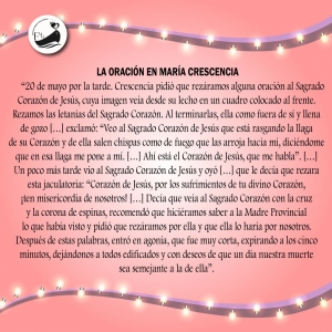 NOVENA A LA BEATA MARÍA CRESCENCIA NOVENO DÍA  JUEVES 19 DE MAYO